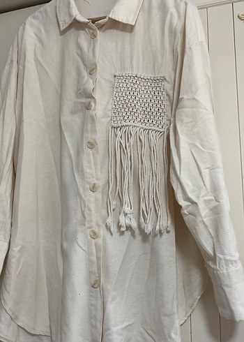 Nakışlı ve Püsküllü Bohem Keten Gömlek - Görsel 3
