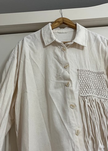 Nakışlı ve Püsküllü Bohem Keten Gömlek - Görsel 5