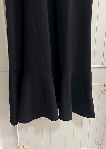 Siyah Keten V Yakalı Salaş Jile Elbise - Görsel 3