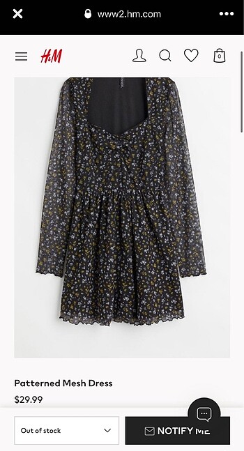 H&M Kısa Tül Çiçekli Elbise