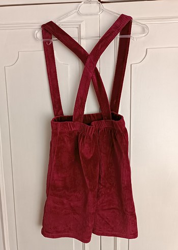 10 Yaş Beden Bordo Kadife Askılı Kız Salopet