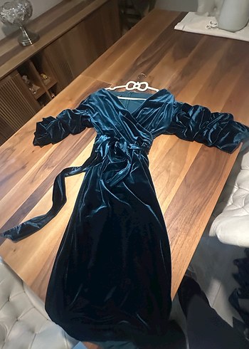 Siyah kadife  Midi Kadın Elbise - Görsel 5