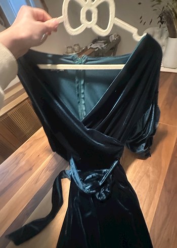 Siyah kadife  Midi Kadın Elbise - Görsel 7