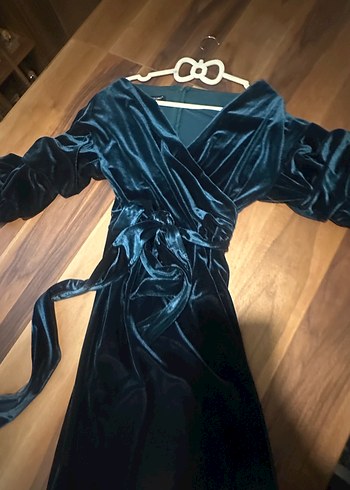 Siyah kadife  Midi Kadın Elbise - Görsel 2