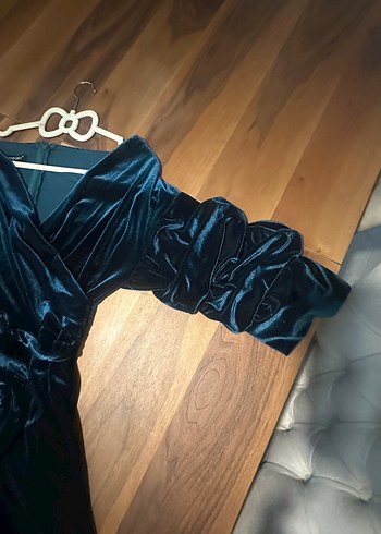 Siyah kadife  Midi Kadın Elbise - Görsel 6