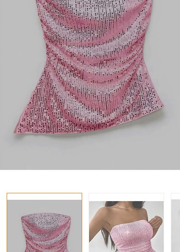 Pembe Drapeli Straplez Mini Elbise
