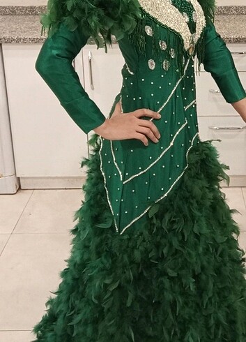 s Beden yeşil Renk Abiye nişan söz gece elbisesi tühlü tesettür