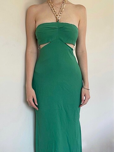 Yeşil uzun elbise