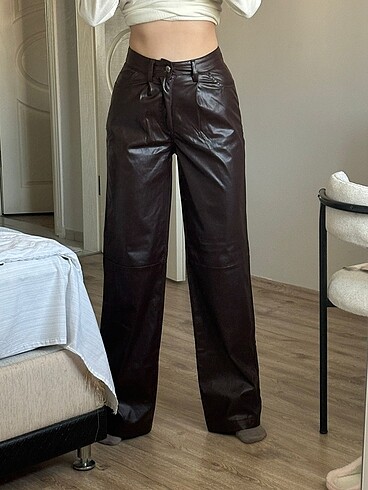 Zara Deri pantolon kahverengi