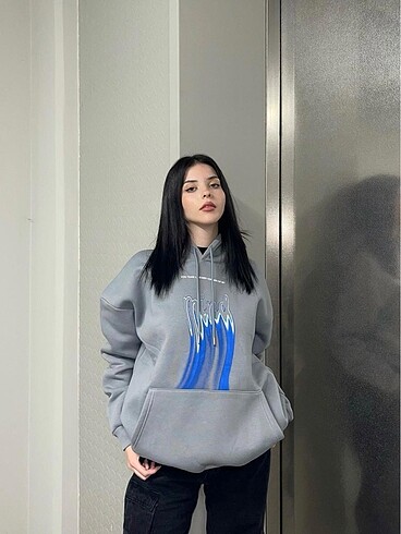Zara Gri kapşonlu sweatshirt yeni
