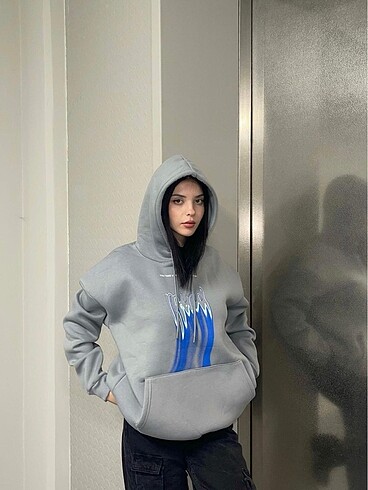 Zara Zara Gri kapşonlu sweatshirt yeni