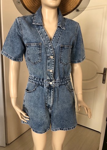 Kadın Denim Mini Tulum - Görsel 4