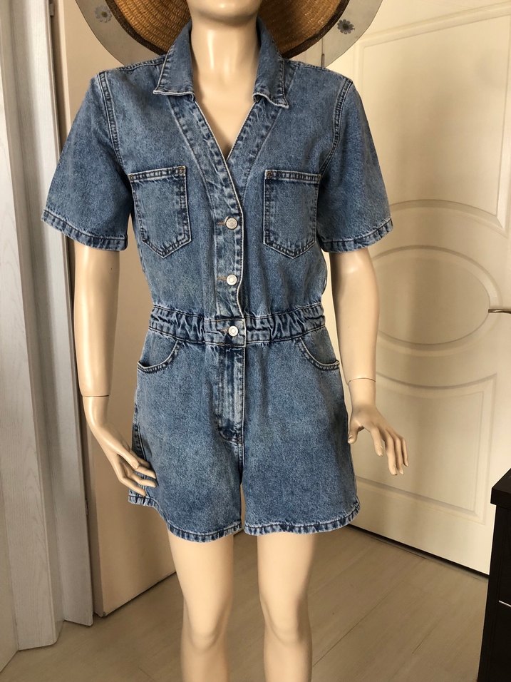 Kadın Denim Mini Tulum - Görsel 3
