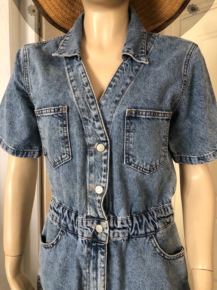 Kadın Denim Mini Tulum - Görsel 5