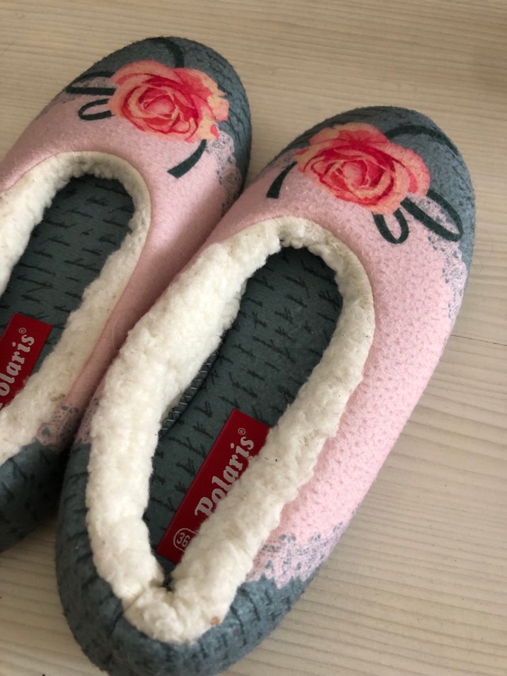 Çiçek Desenli Sıcak Ev Terliği - Görsel 5