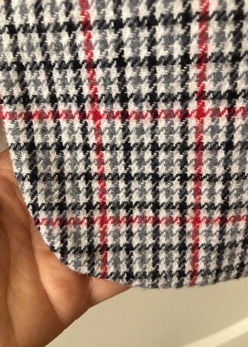 Düğmeli Gri Ekose Kadın Blazer Ceket - Görsel 5