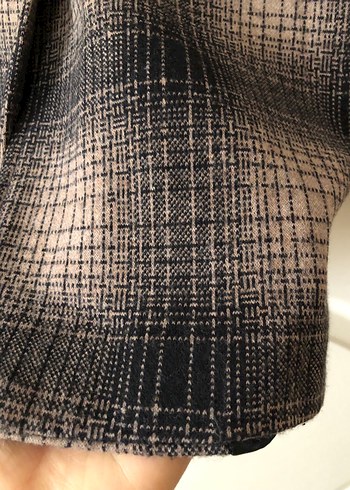 Kahverengi Ekose Düğmeli Kadın Blazer Ceket - Görsel 6