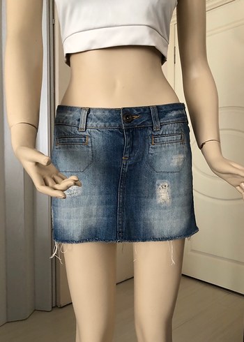 American Vintage Kadın Mavi Denim Mini Etek