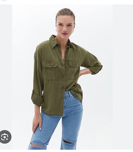 Pull & bear hakı renk gömlek