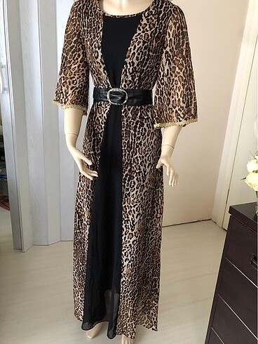 m Beden Leopar desenli elbise