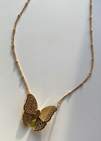 Altın Renkli Uzun Zincirli Kelebek Kolye - Görsel 3