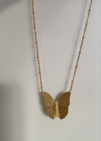 Altın Renkli Uzun Zincirli Kelebek Kolye - Görsel 2