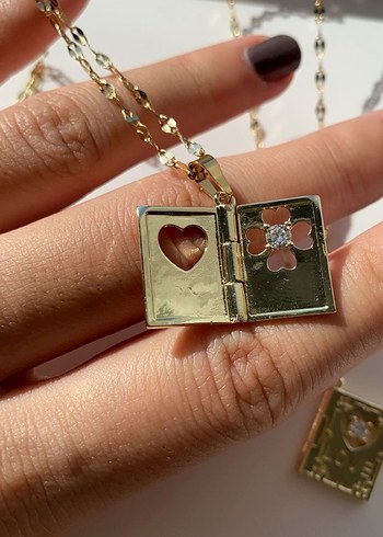 Vintage Altın Renkli Kitap Kolye - Görsel 6