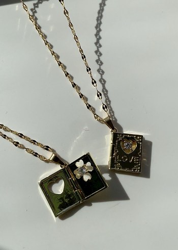 Vintage Altın Renkli Kitap Kolye - Görsel 11