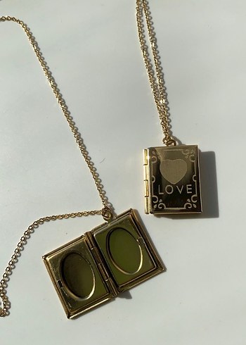 Vintage Altın Renkli Kitap Kolye - Görsel 8