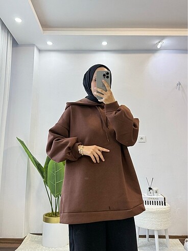 Premium puf sweatshirt kahve