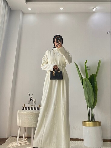 Zara EKRU TRİKO ELBİSE
