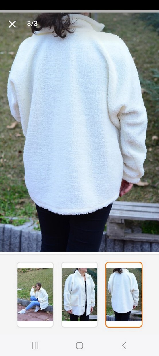 Beyaz Peluş Detaylı Midi Kaban - Görsel 3