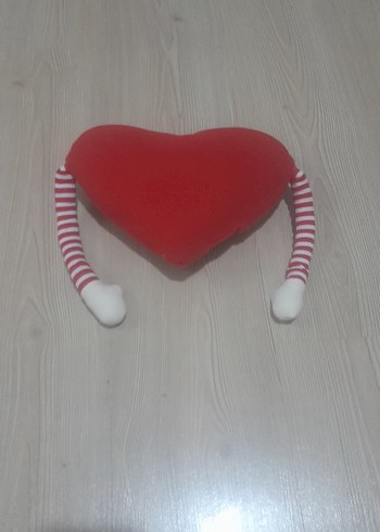 Kırmızı Gülümseyen Kalp Peluş yastık - Görsel 3