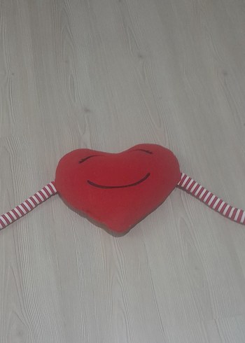 Kırmızı Gülümseyen Kalp Peluş yastık - Görsel 6