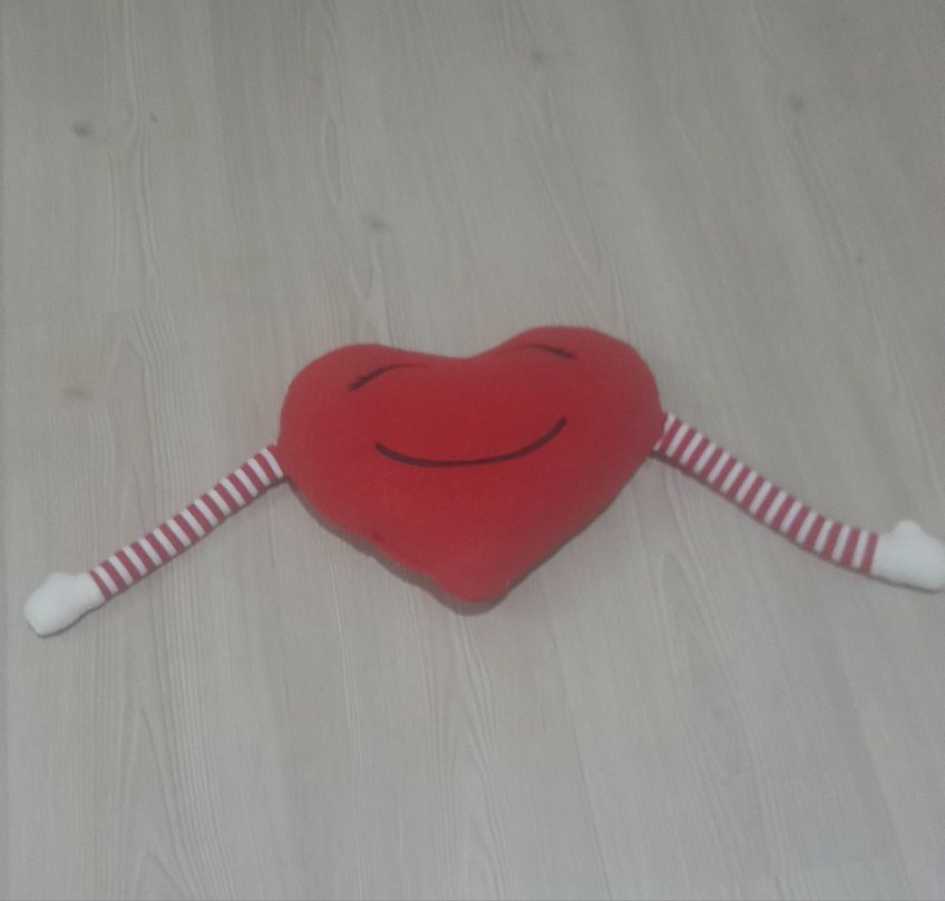 Kırmızı Gülümseyen Kalp Peluş yastık - Görsel 5