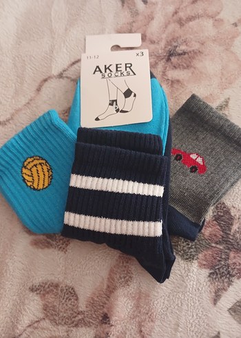 Aker Erkek Çocuk Nakışlı Çorap 3'lü Set