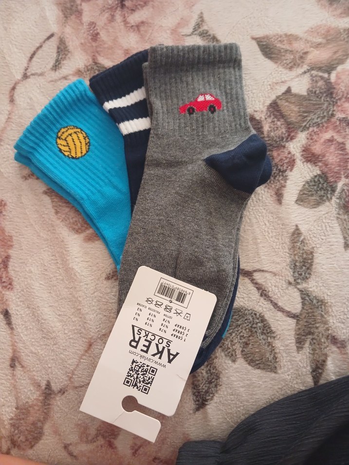 Aker Erkek Çocuk Nakışlı Çorap 3'lü Set - Görsel 5