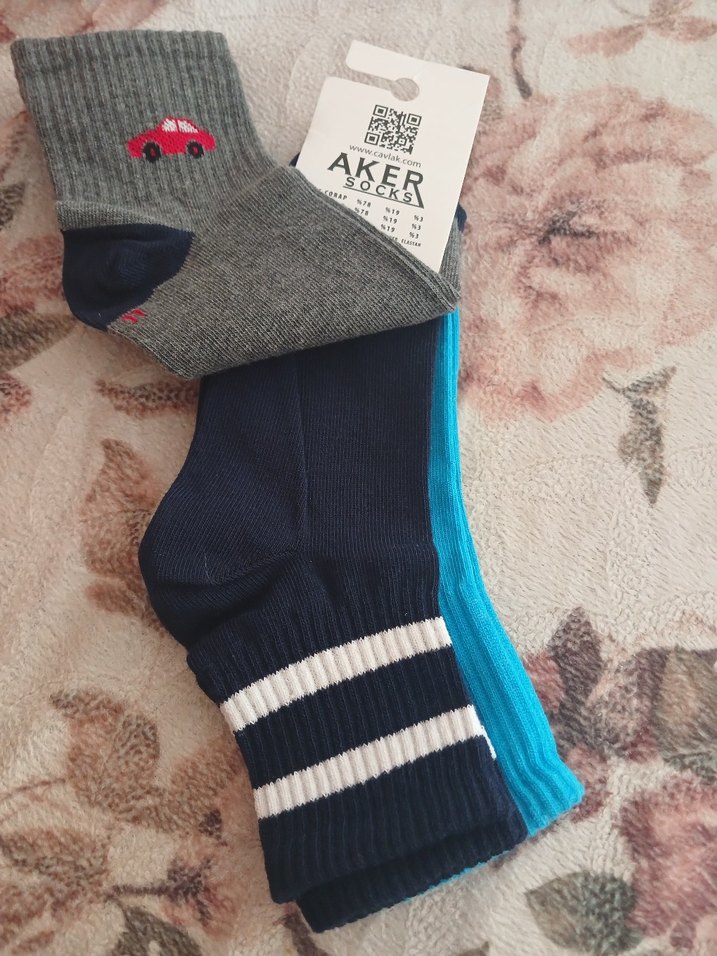 Aker Erkek Çocuk Nakışlı Çorap 3'lü Set - Görsel 2