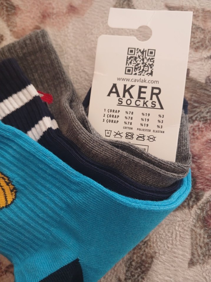 Aker Erkek Çocuk Nakışlı Çorap 3'lü Set - Görsel 4