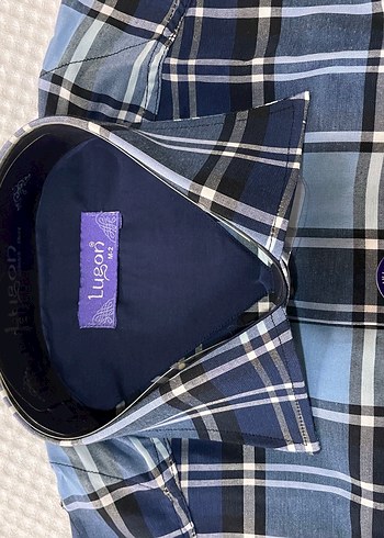 Erkek Kısa Kollu Mavi Kareli Gömlek - Görsel 2