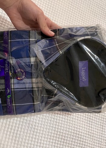 Erkek Kısa Kollu Mavi Kareli Gömlek - Görsel 4