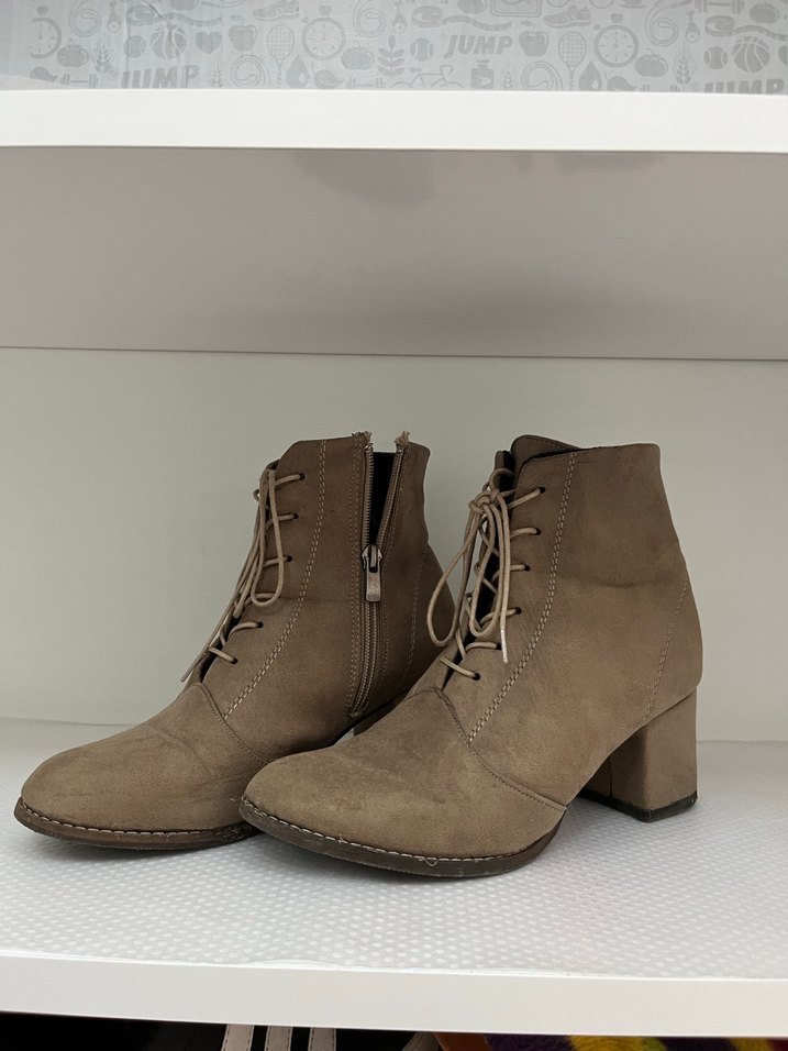 Bej Süet Kadın Topuklu Bot - Görsel 3