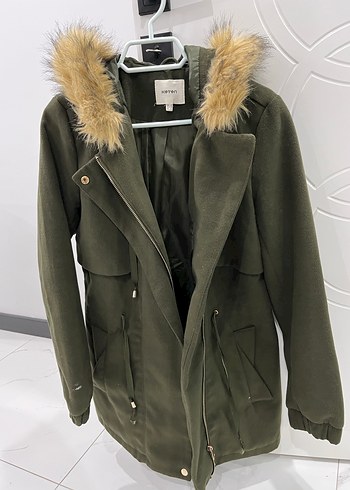Kadın Haki Kürklü Midi Kaban - Görsel 2