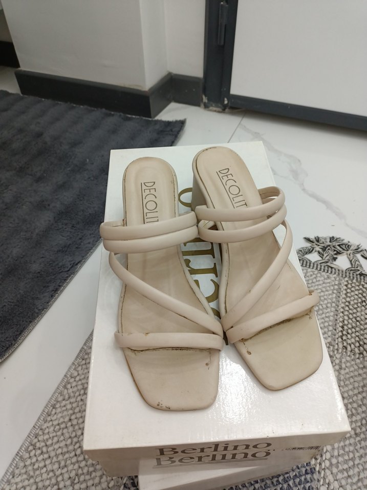 Bej Kadın Topuklu Terlik - Diger Berlino - Görsel 3