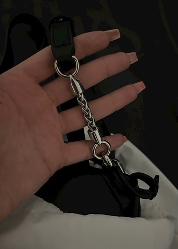 Kadın Siyah Deri Tokalı Çapraz Çanta - Görsel 4