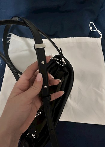 Kadın Siyah Deri Tokalı Çapraz Çanta - Görsel 3