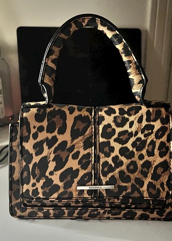 Kahverengi Leopar Desenli Deri Kadın Çanta - Görsel 2