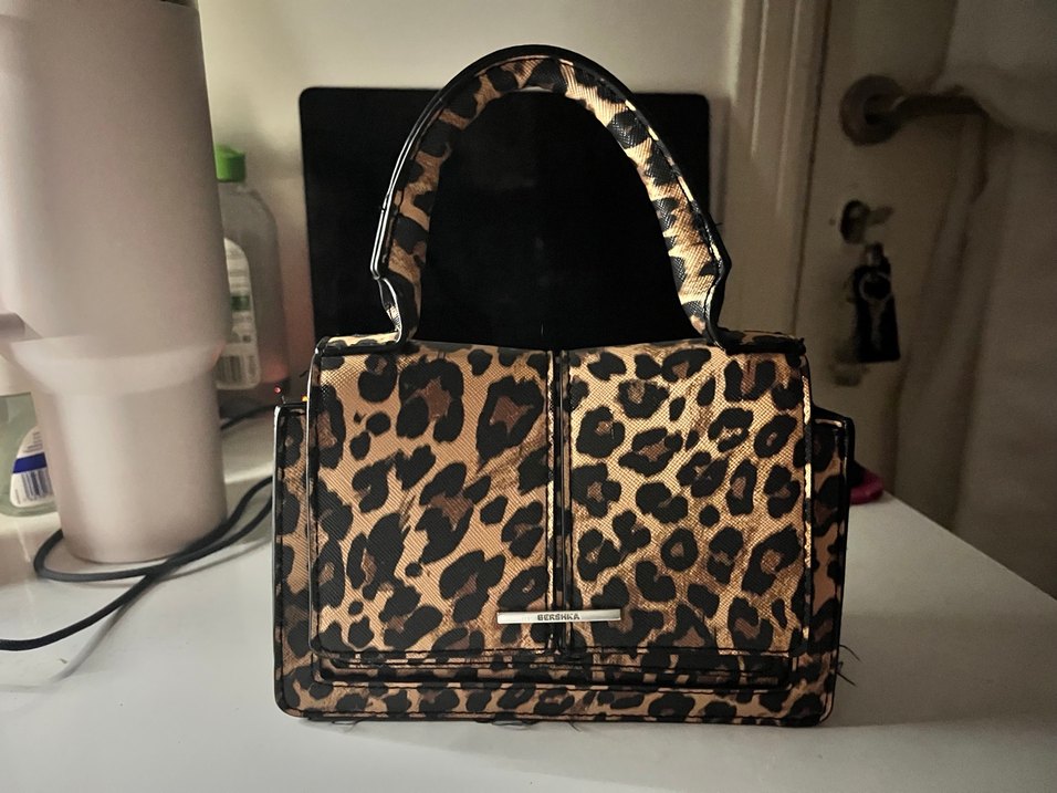 Kahverengi Leopar Desenli Deri Kadın Çanta - Görsel 2