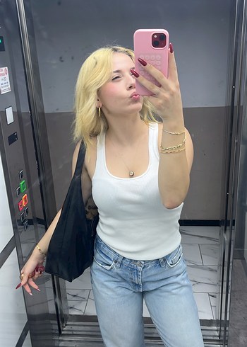 Bej Tie-Dye Midi Kadın Denim Pantolon - Görsel 2