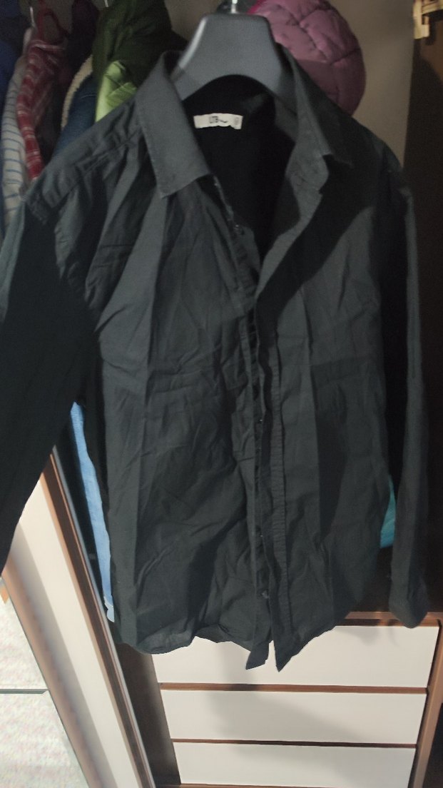 Siyah Erkek Düğmeli Uzun Kollu Gömlek - Görsel 2